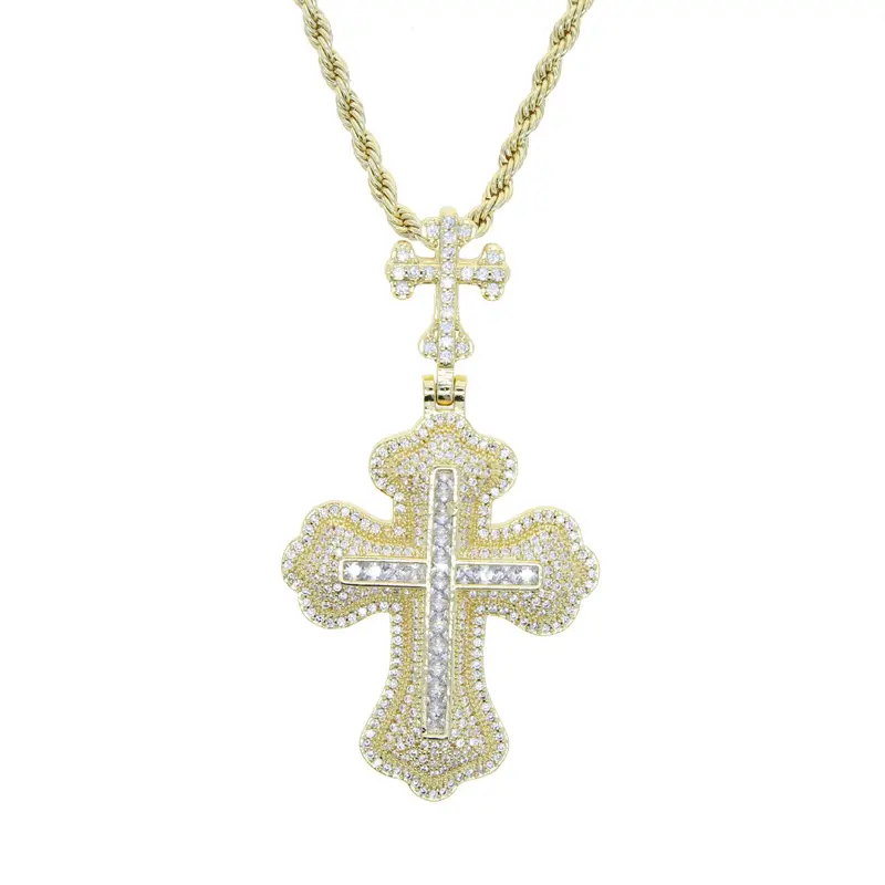 Golden Double Cross Pendant