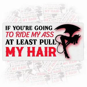If You’re Gonna Ride My Ass Pull My Hair Bumper Sticker Funny Sexy Silhouette Naughty Joke Car Decal for Adult Drivers D36
