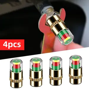4 PCS Car Tire Pressure Monitor Valve Stem Caps, Universal Fit Tire Air Caps, Durable Leak-Proof Car Accessory for Cars, Motorbikes, and Bicycles