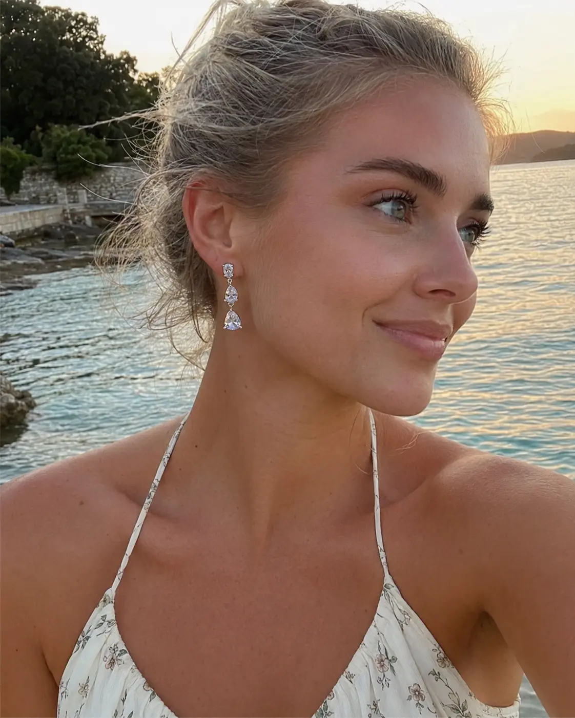 Silver Plated 5A Cubic Zirconia Pear Drop Earrings for Women, Sparkling Bridal Dangle Earrings for Wedding, Date Night & Formal Events