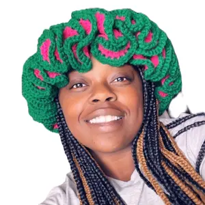 Watermelon-Strawberry Candy Crochet Hat - Green and Pink Colorful Knitted Accessory for Stylish Wear