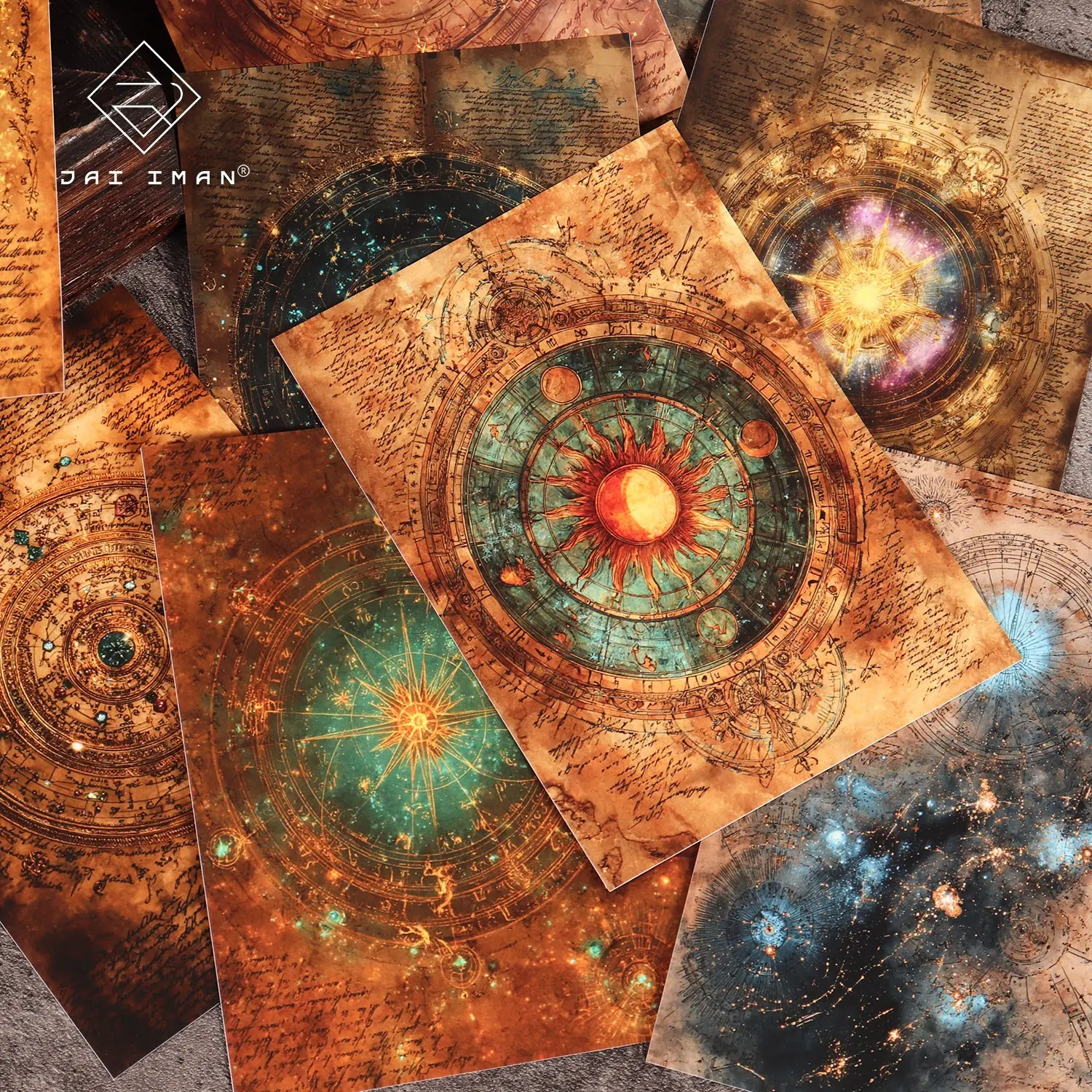 JAIIMAN 24sheets Vintage Starry Sky Galaxy Theme Self-adhesive Scrapbook Background Sticker, DIY Decorative Stickers, Matte Film Process, DIY Crafts Decals, for Craft Enthusiasts, Scrapbooking Supplies, Junk Journals, Collage Decoration