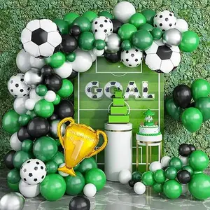 Soccer Green Black White Balloon Arch Kit Boys Birthday Decor for Baby Shower Birthday Soccer Party Decorations Garland Metallic
