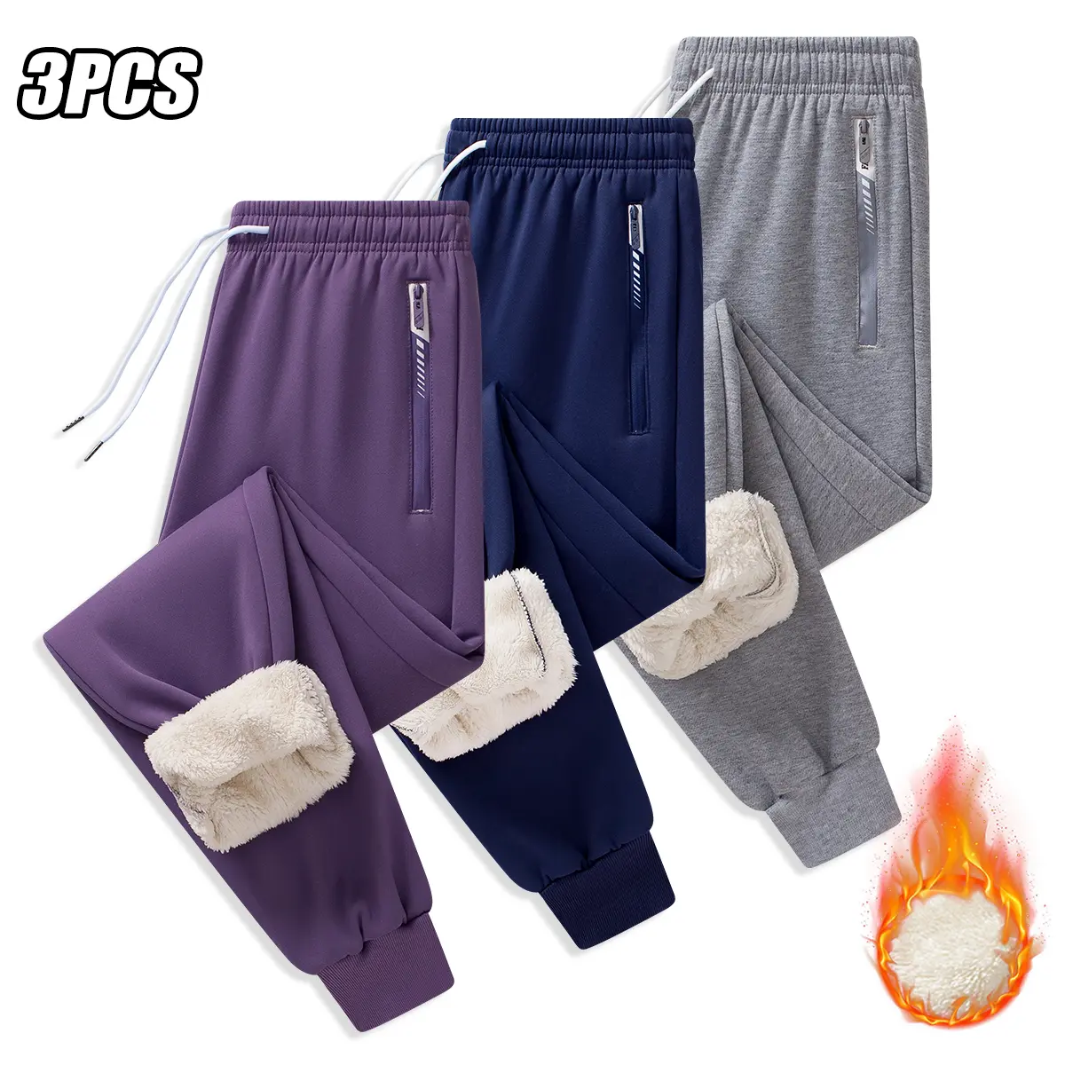 Women’s winter fleece-lined, thick, cold-resistant, warm athletic long pants with pockets and a drawstring waist, featuring an elastic waistband design; solid-color basic style. Women’s outdoor fleece-lined long pants suitable for slow jogging, outdoor ou