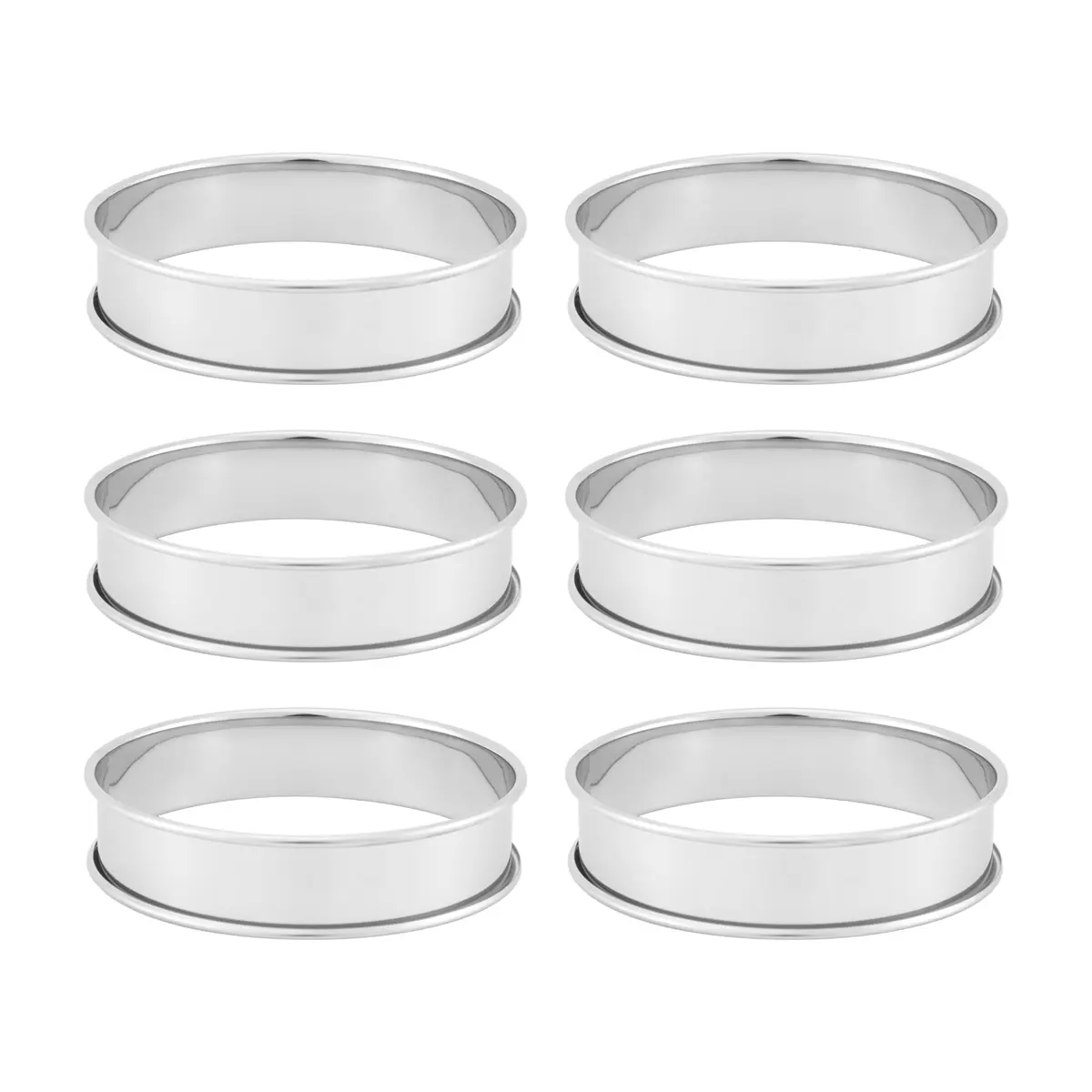 6 Pack 4 Inch Double Rolled English Muffin Rings, Stainless Steel Crumpet Rings, Tart Rings, Round
