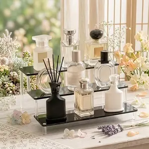 Multifunctional Acrylic Cosmetic Display Rack, Modern Minimalist Staircase Shelf, Suitable for Bedroom Living Room Kitchen