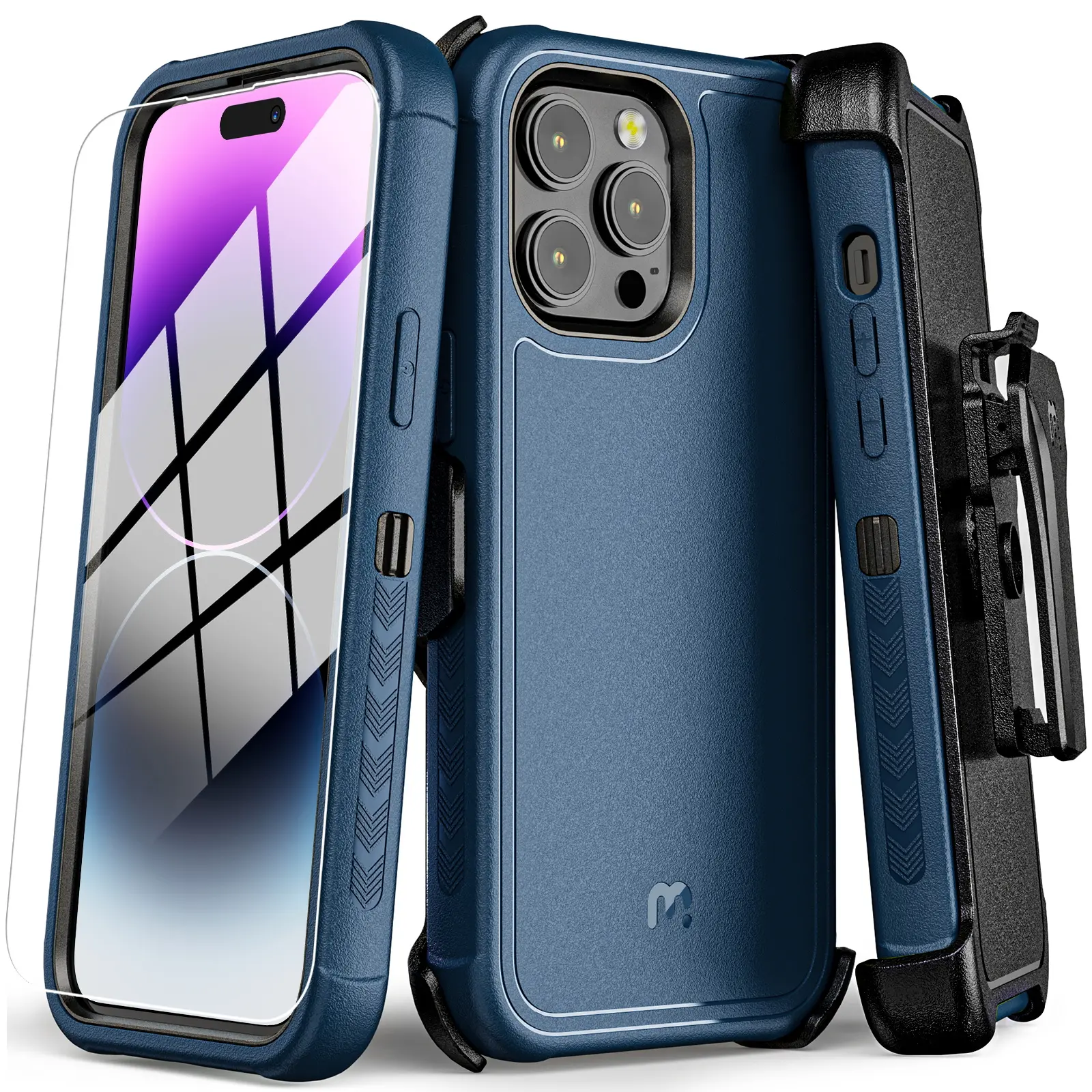 MYBAT PRO Maverick Series Heavy Duty Smartphone Protective Case with Accessories, Anti-Slip Shockproof Cover, 360° Rotating Kickstand, Removable Belt Clip Holster, Drop-Proof Camera Protector, Handheld Screen Protector