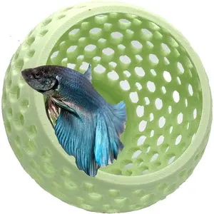 Bulb Hide 2.0 | Rest Fish Tank Ornament Large | Aquarium Cave with Suction Cup for Small Fish Tank, Betta Habitat, Shrimp Hideout, Aquatic Decor Large (Minty Dream)