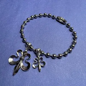 Heavyweight Flower Bracelet Vintage 20cm Unisex Stainless Steel Chain Jewelry with Unique Floral Design for Men and Women