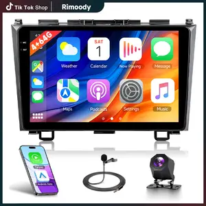 Rimoody 4+64GB Car Stereo Radio for Honda CR-V (2007–2011), Wireless CarPlay and Android Auto, 9-inch Touchscreen Display, Bluetooth Audio Receiver, GPS Support, Wi-Fi, Backup Camera, FM/RDS, Hi-Fi, Steering Wheel Controls (SWC)