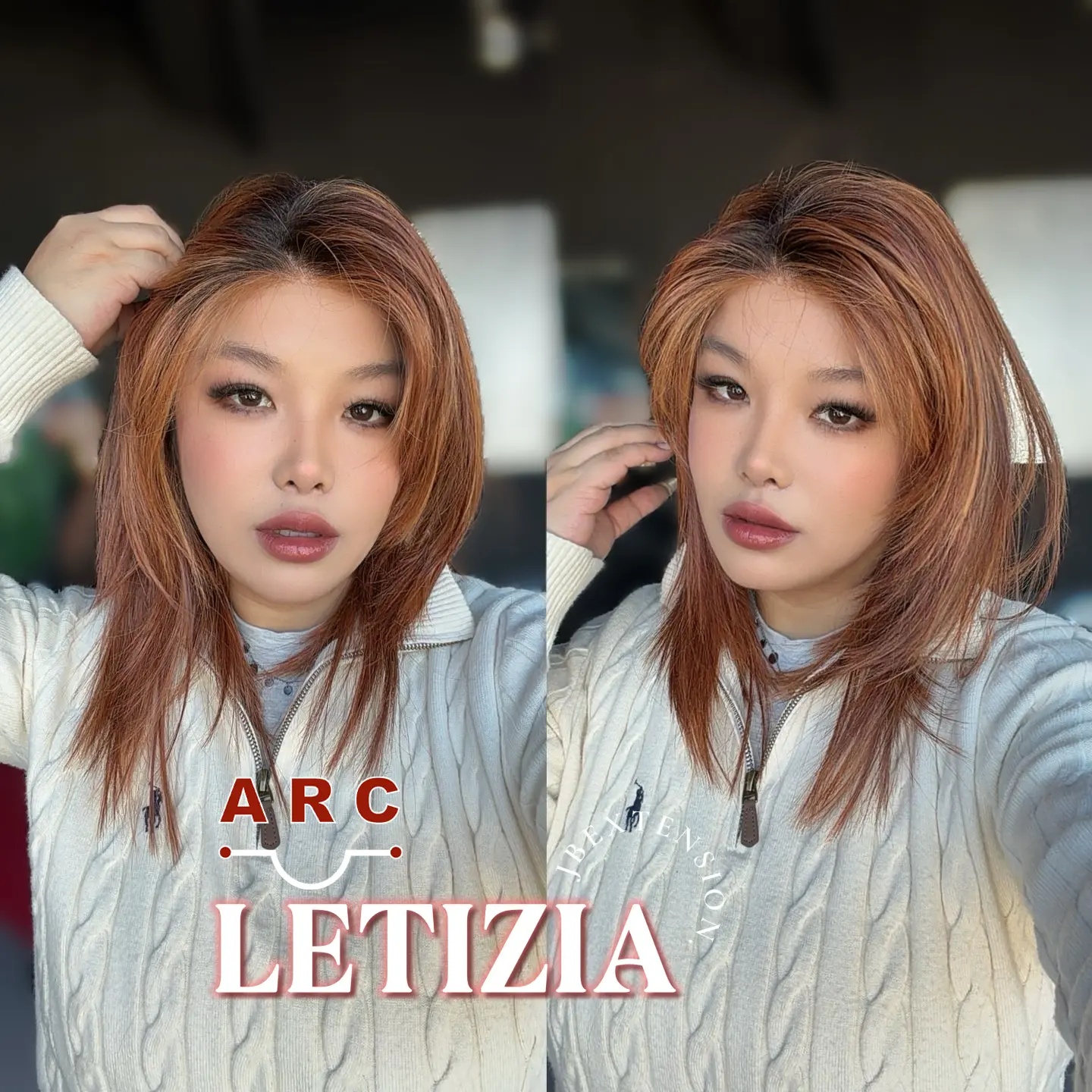 JBEXTENSION 16 Inches Copper with Dark Root Pre-Cut T Part Snowflake Lace Frontlace Glueless Wig LETIZIA【BENDY EAR TABS】