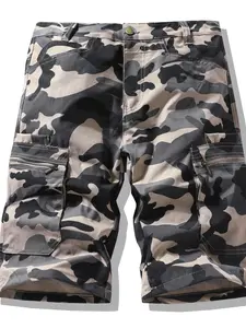 1 Pack Men's Camo Cargo Shorts, Urban Camouflage Style, Quick Dry Lightweight Multi Pockets Zipper Closure, Casual Outdoor Hiking Camping Workwear for Men