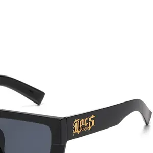 Locs Sunglasses Dark Frame Gold Logo with Black Handles