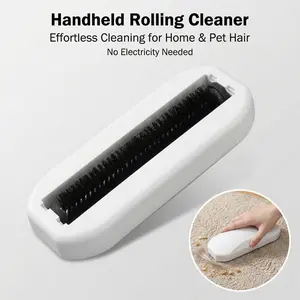 Multi-Functional Table Crumb Sweeper, Handy Rolling Bed Sweeping Brush, Handheld Crumb Sweeper, Soft Bristles Debris Collector for Table, Mat, Bed Sheets, Sofas, Clothes Cleaning Brush (White)