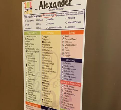 101 before one - 101 Foods Checklist Fridge Magnet - DRY ERASE - Baby Led Weaning List