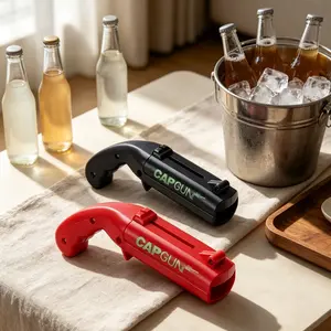 Bottle Opener with Cap Launcher – Funny Shooting Gun for Parties, BBQ, Tailgates – Unique Beer Cap Shooter Gadget for Men – Cool Gifts for Dad, Husband