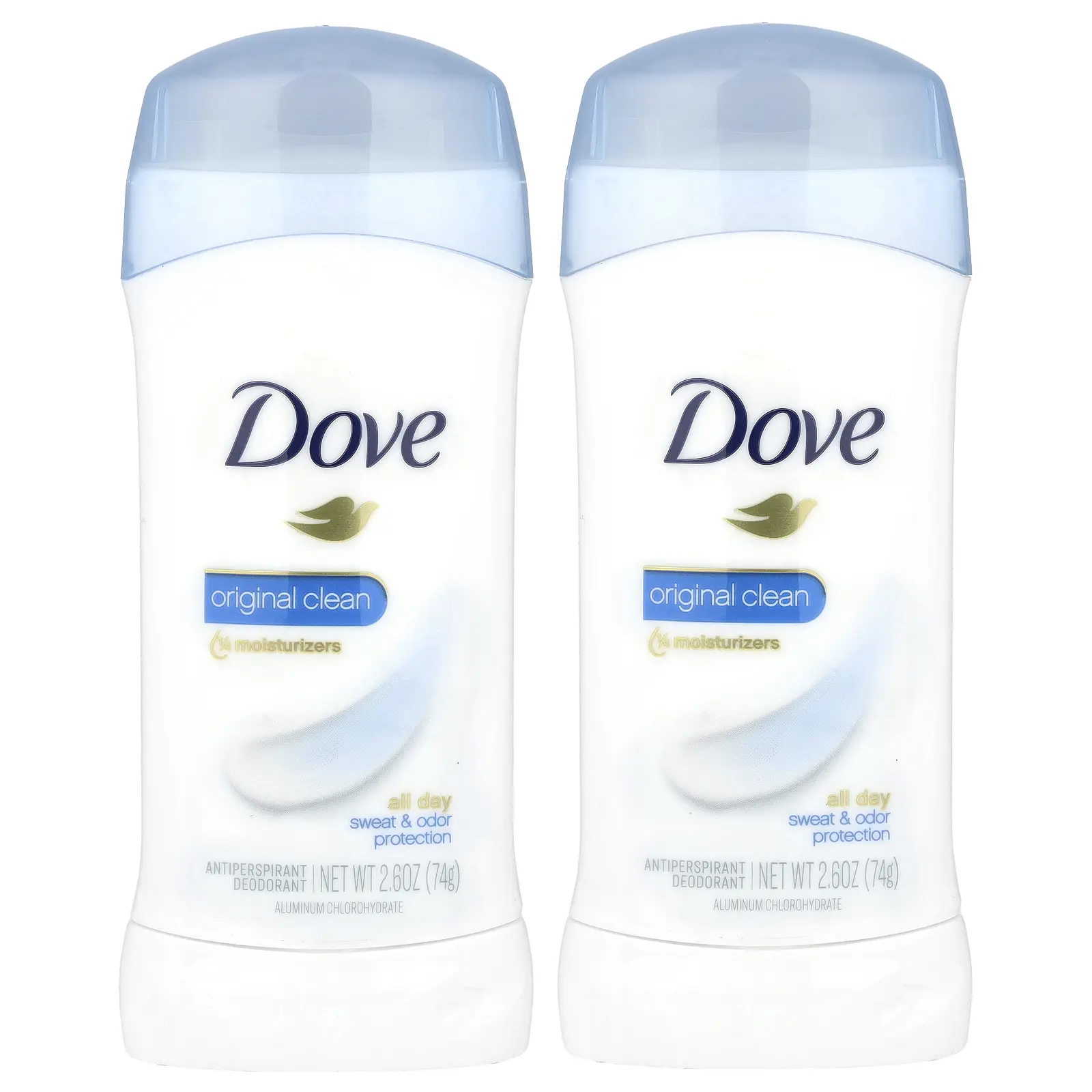 Dove Antiperspirant Deodorant, Original Clean, 2 Pack, 2.6 oz (74 g) Each Dove Antiperspirant Deodorant, Original Clean, 2 Pack, 2.6 oz (74 g) Each