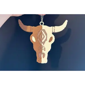 Aztec Bull Freshie - Rugged Western Style with Intricate Aztec Patterns for Truck Enthusiasts and Ranch Lovers