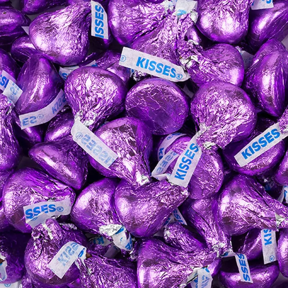90 Purple Hershey's Chocolate Kisses Candy with Free Celebrate Stickers by Just Candy