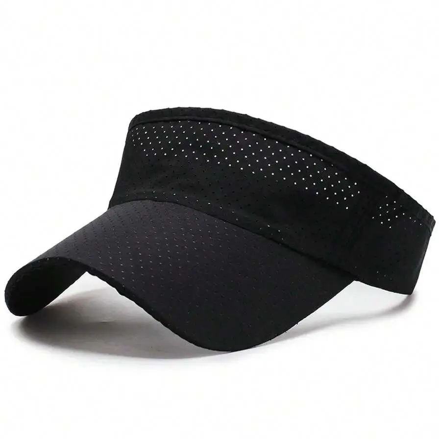 Unisex Adjustable Sports Visor, Breathable Solid Color Cotton-Polyester Cap for Tennis & Running, Cap Circumference 56-60cm, 8cm Brim, Brim 8Cm