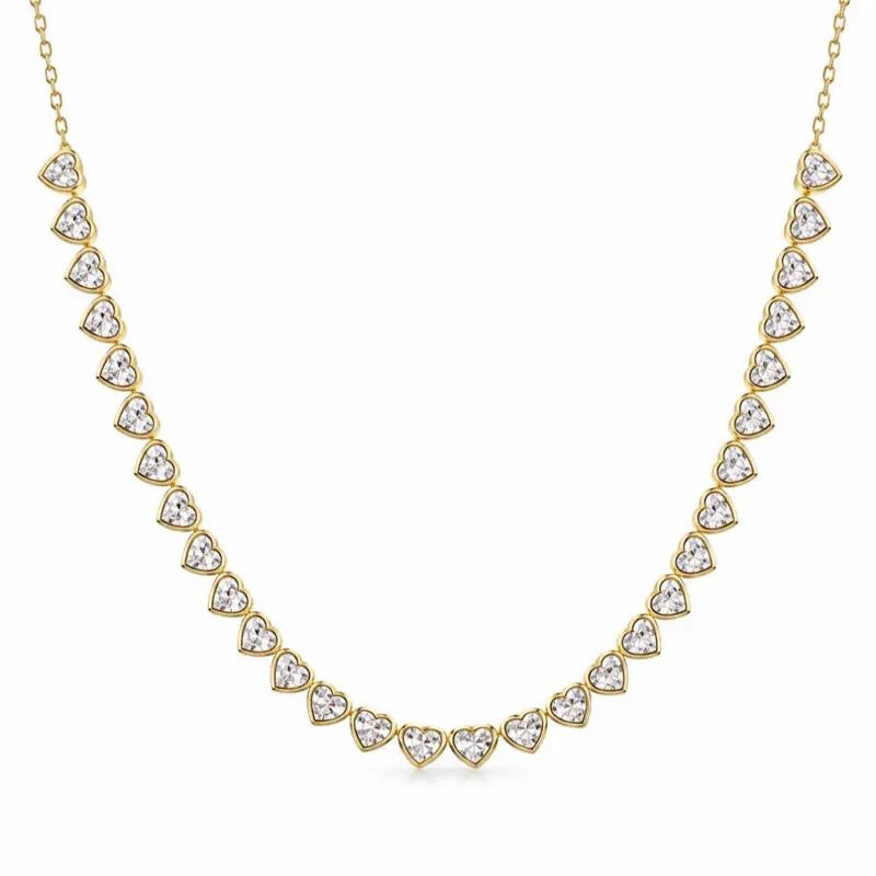 Lovelle Heart CZ Tennis Necklace