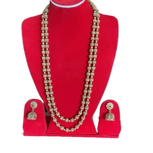 Traditional Temple Ball Chain double layer necklace with matching earrings