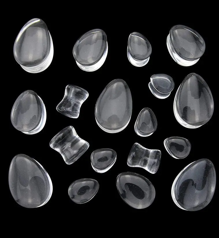 Clear Glass Teardrop Plugs