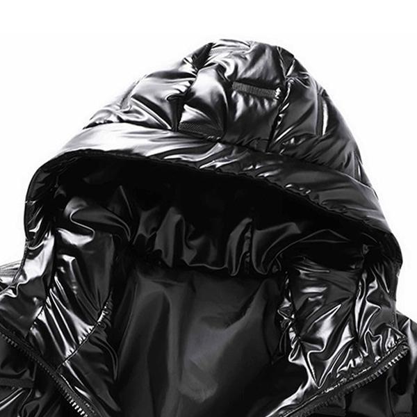 Men's Winter Shiny Hooded Fashionable Versatile Cotton Jacket - Suitable for Outdoor Casual and Everyday Wear