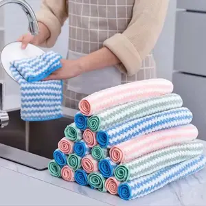 pcs Overlock Water Ripple Dishcloth Multi-Purpose Cleaning Towel Super Absorbent And Soft Kitchen Cleaning Cloth Dishwashing Cloth Household Cleaning Cloth