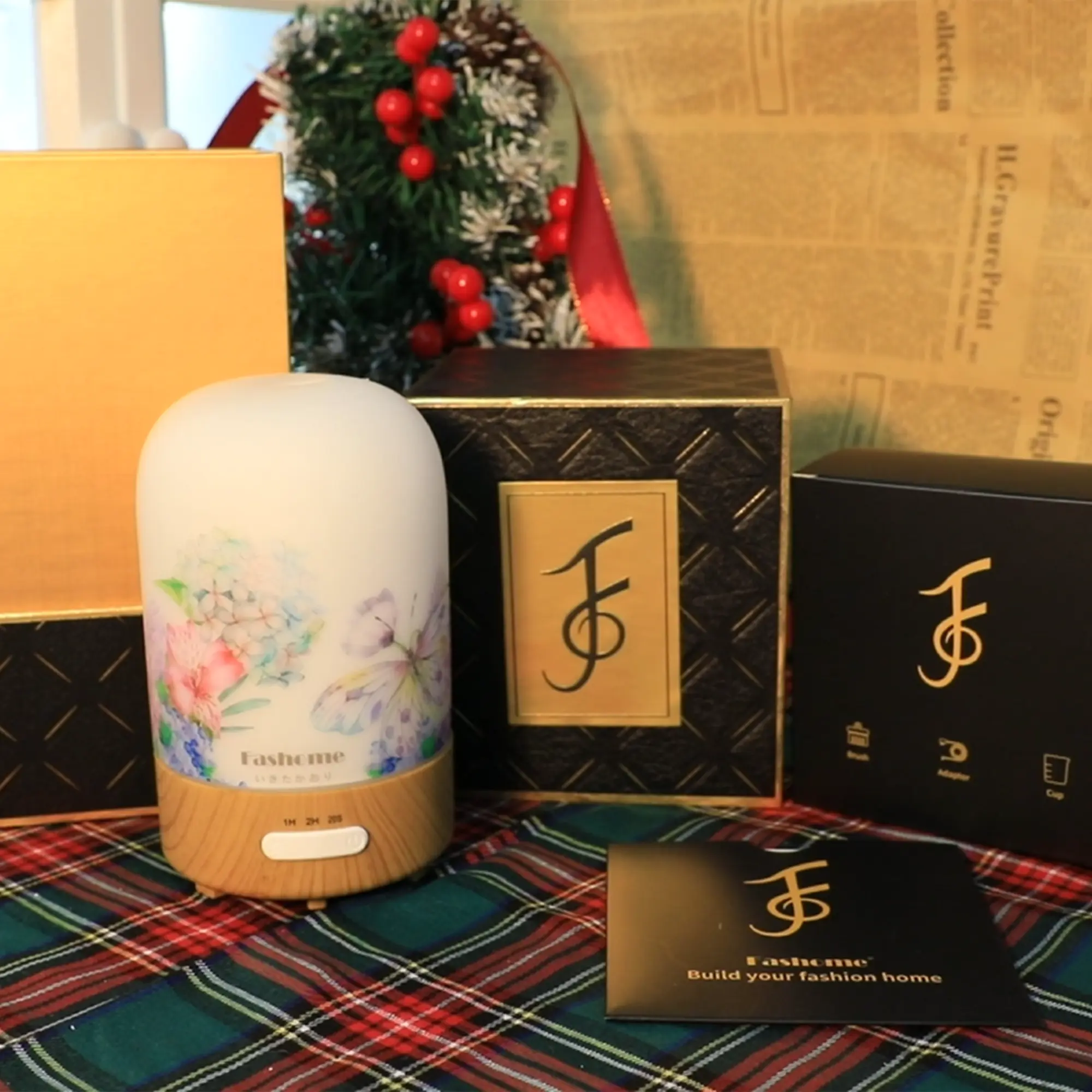 Hand Blown Glass Essential Oil Diffuser - 100ml AC-Powered Desktop Humidifier with Glass Shell, Auto Shut Off, Mist Settings, Warm Light, Home Fragrance for Stress Relief, Indoor Spa Use