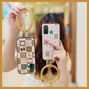 Ring Youth Phone Case For  infinix X680/Hot9 Play  Back Cover Protective Dirt-resistant Bracelet Creative Soft Case Solid Color heat dissipation Waterproof Funny Cartoon Cute