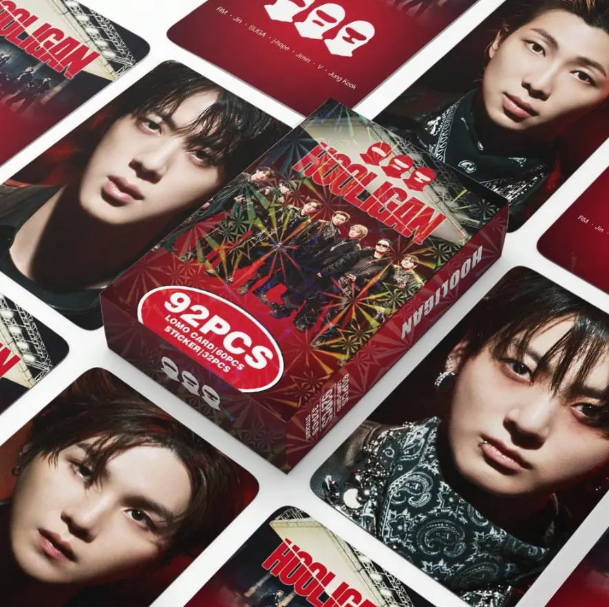 92Pcs BT5 Popular Kpop Boy Group Collection Cards 2.0, Double Sided Lomo Cards with Mini Stickers, Photocard