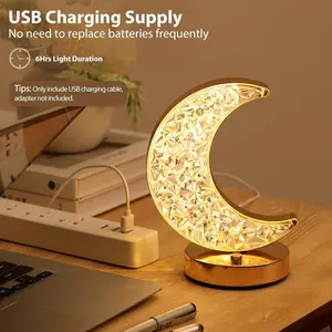 Touch Control Bedside Lamp, 3 Color Changing Crystal Night Light, Cute Atmosphere LED Lamp for Bedroom Living Room Office Dining Outdoor Camping