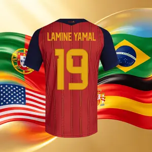 2026 Spain 19#Lamine Yamal and 20#Pedrl Short And Long Sleeve Soccer Jersey Fans Version Breathable