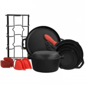 MegaChef  Round PreSeasoned Cast Iron Cookware Set - 12 Piece