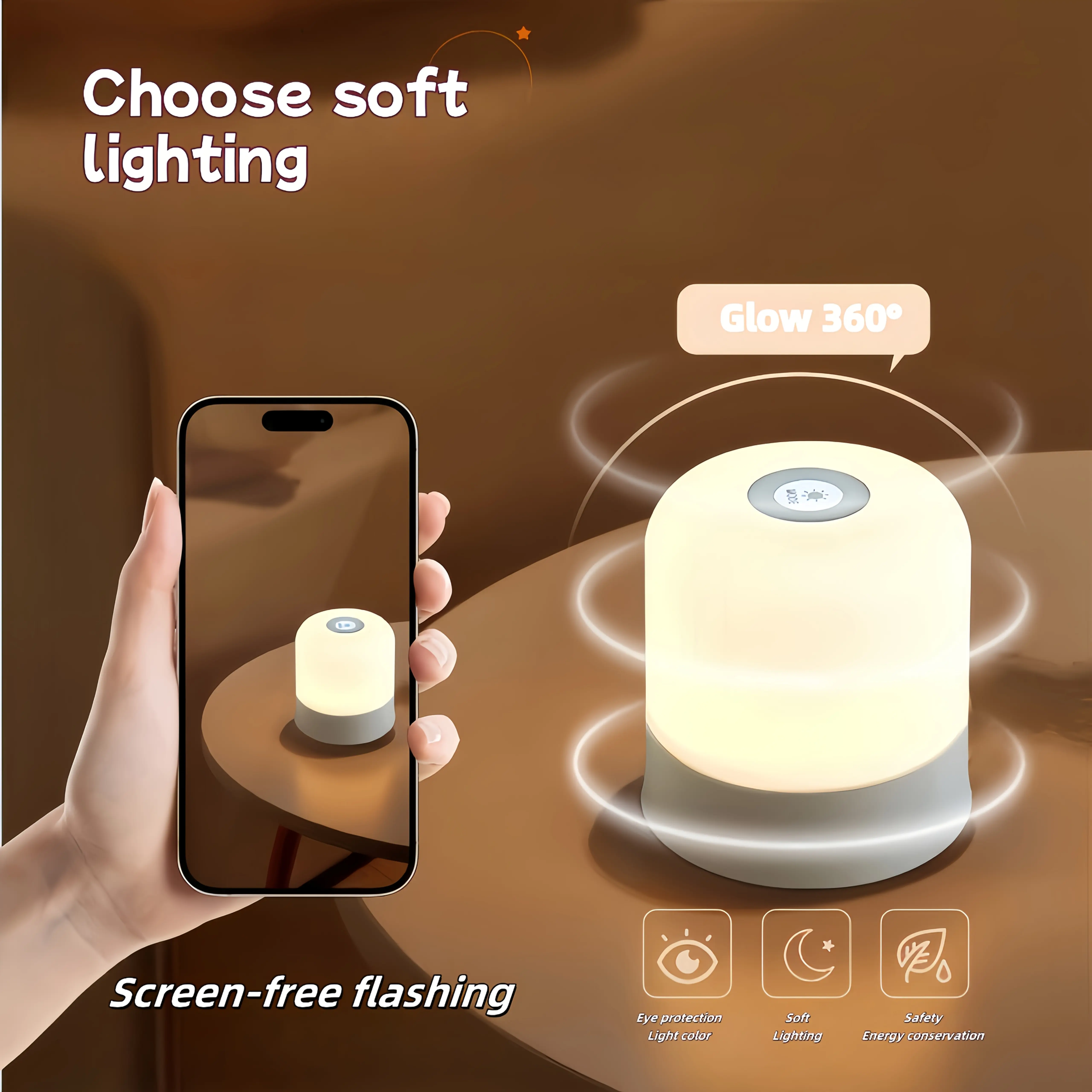 USB Rechargeable LED Tap Night Light | Touch Control Lamp | Kids Bedside Helper | Soft Bedroom Mood Light | Night Feeding & Safe Walking Lighting
