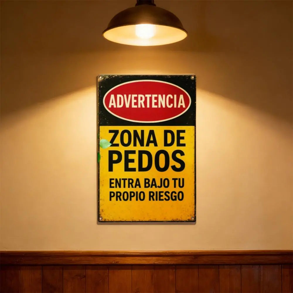 Retro Iron "Zona De Pedos" Funny Spanish Warning Sign - Humorous Fart Zone Metal Wall Art, Vintage Yellow & Red Cafe Style Speciality Plaque, Unique Home Office Man Cave Decor Gift Idea, Cafe Style Speciality Plaques & Signs