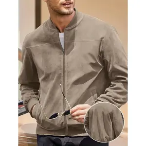 Men's Suede Full-Zip Retro Casual Jacket Coat
