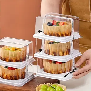 5/20/40 Pieces 4-Inch Transparent Plastic Mini Cake Boxes, with Forks, Dessert Packaging, Pet Mousse Cake Containers, Party Decoration