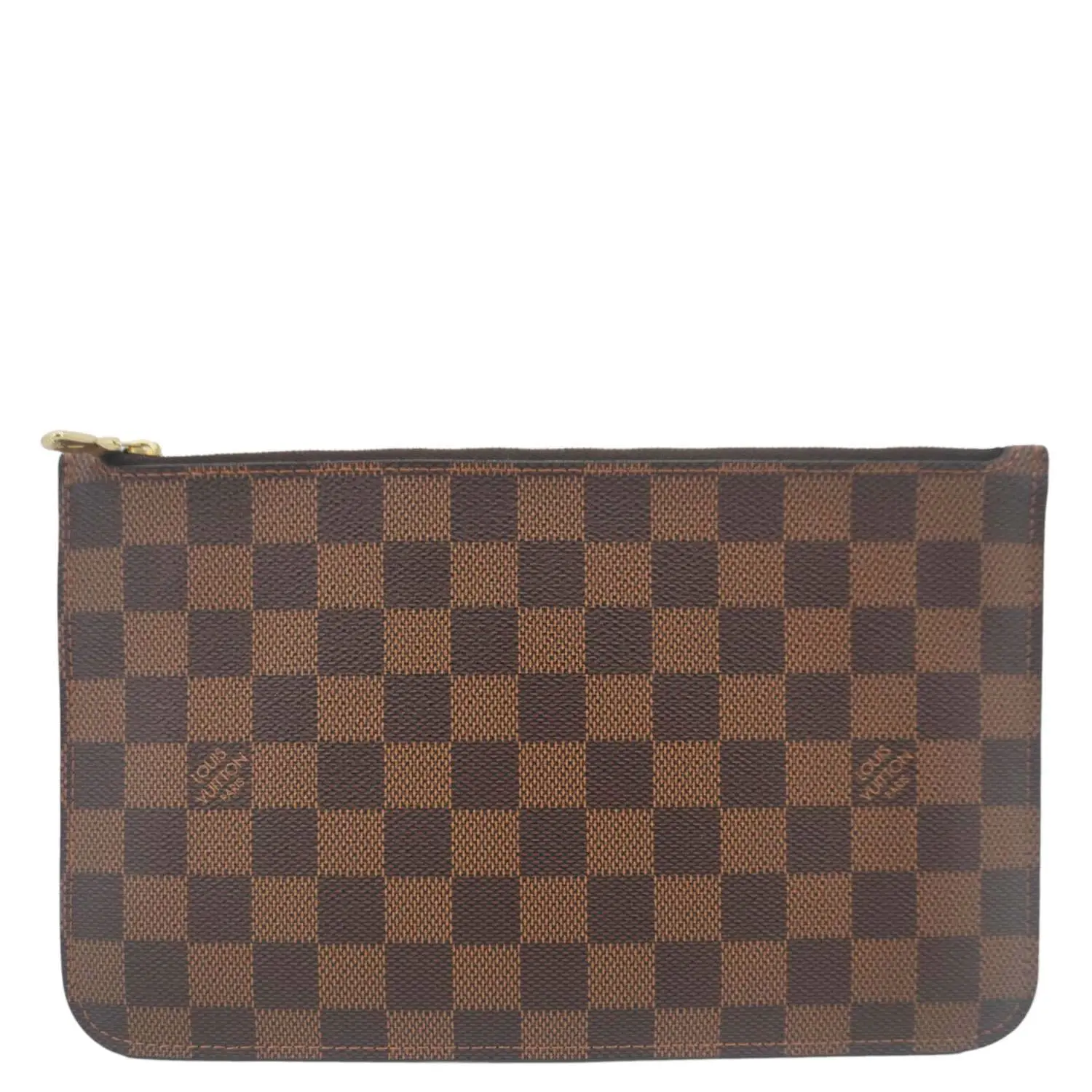 Pre-owned Louis Vuitton Damier Ebene Pouch Neverfull Wristlet Brown