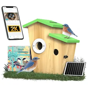 Bird House with Camera,2K HD Wildlife Nest Box for Backyard Bird Watching, Solar Powered with Motion Alerts, Night Vision & Dual Entrances