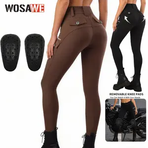 WOSAWE Women's City Motorcycle Style Pant Commute Riding Pants with Removable Knee Pads Butt Lifting Cargo Pants High Elastic & Comfortable