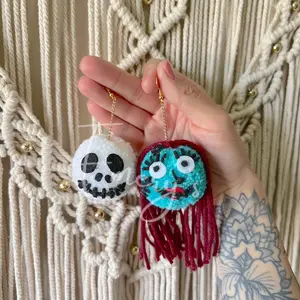 Nightmare before Christmas • jack and sally Pom earrings