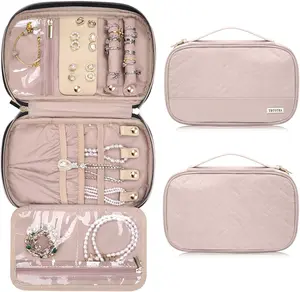 Large Capacity Jewelry Storage Bags for Necklaces Earrings Rings Bracelets Watch Travel Organizer Purple Multi Function Ornament Case Compact Outdoorfun Gift Soft Protective Spacious Pink Box Cover Divided Compartments Leather