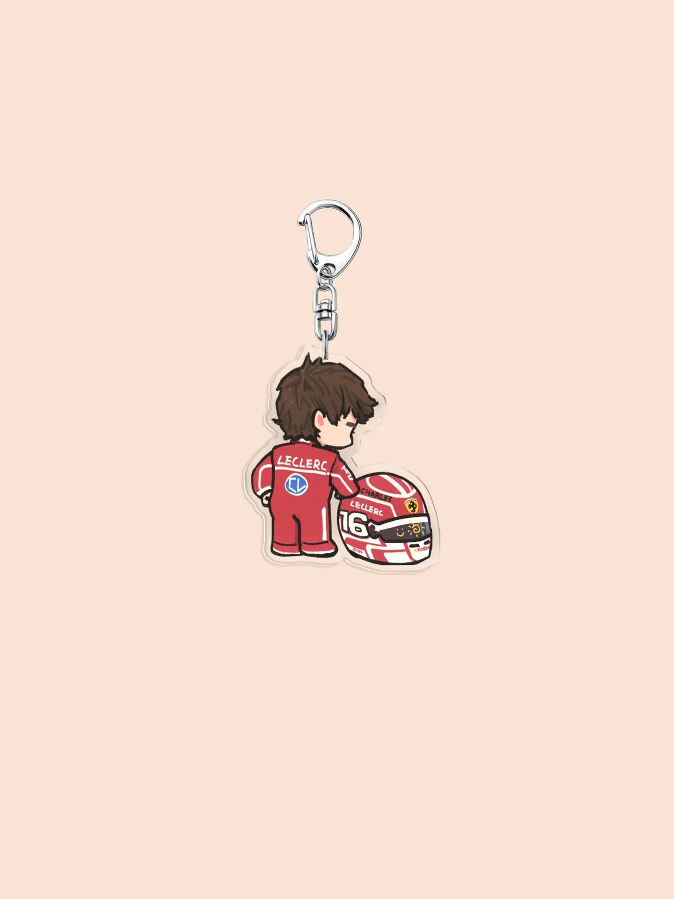 Racing Acrylic Keychain Cute, F1 Racing Sports Key Ring, Cartoon Character Pendant, Helmet Dog Backpack Keychain, Car Enthusiast Gift, Car Key Chains
