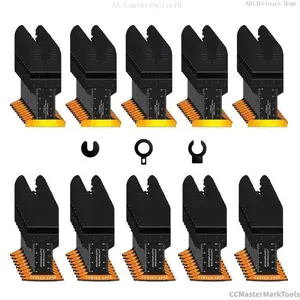 100PCS Oscillating Tool Blades, Titanium & HCS Oscillating Saw Blades for Metal/Wood/Plastic Cutting, Curved Edge Multi Tool Blades Compatible with Bosch Milwaukee RyobiEverlanelnspired17CCMasterMarkToolsLumièreNoire16AB14Veloura Home