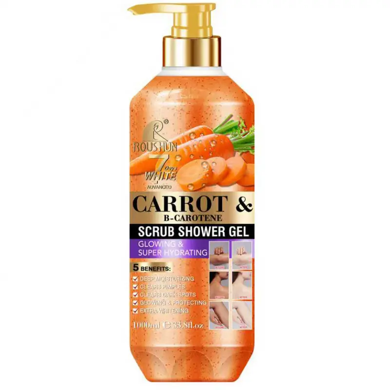 Extra-large CARROT B CAROTENE SCRUB BATH SHOWER GEL 1000ML Body Wash Moisturizing Body Care Moisturizing and moisturizing skin lasting fragrance Scented all seasons whole family large capacity shower gel