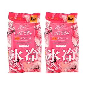 Mandom Gatsby Ice Cooling Body Wipes - Frozen Peach Scent, Extra Large Pack 60 Count (2x 30 Count Value Set)