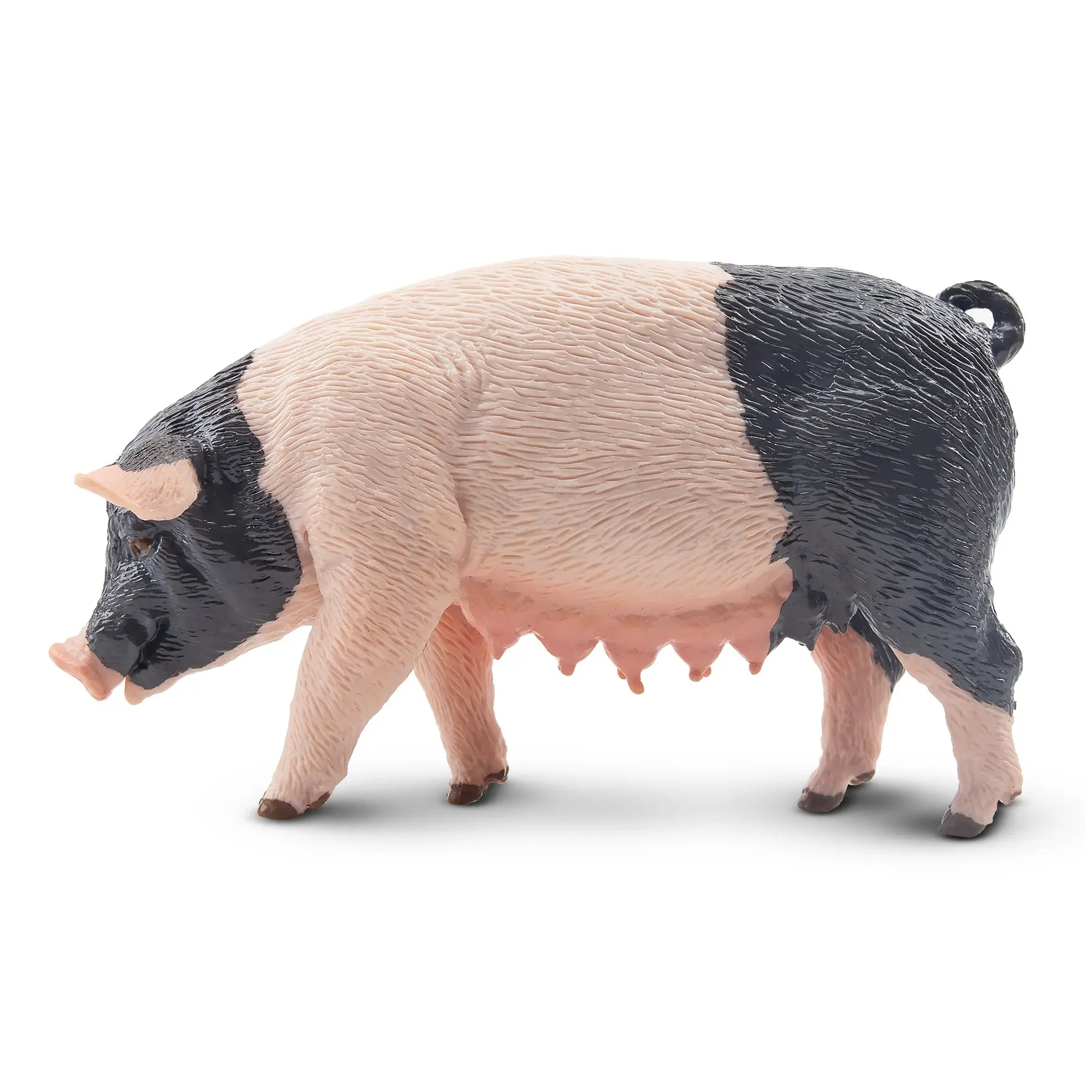 Toymany Hand-Painted Plastic Mommy Pietrain Pig Animal Figurine - Unisex Montessori Play Toy, Realistic Model for Early Education, Thoughtful Collector Gift