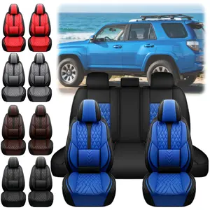 For Toyota 4Runner 2003-2022 2023 2024 SUV Car 5 Seat Covers Pick-up Full Set Premium Leather Front Rear Cushion Protector Pad Mat with 3D Lumbar Pillow 5 Sit Pickup, Waterproof Breathable Non-Slip Easy Installation Full Surround Design with Storage Bag